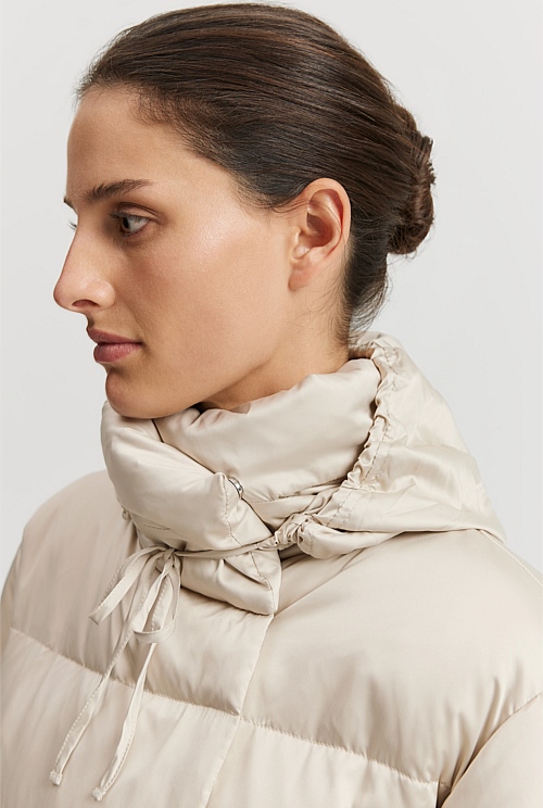Oat Milk Recycled Polyester Relaxed Puffer Jacket Jackets & Coats