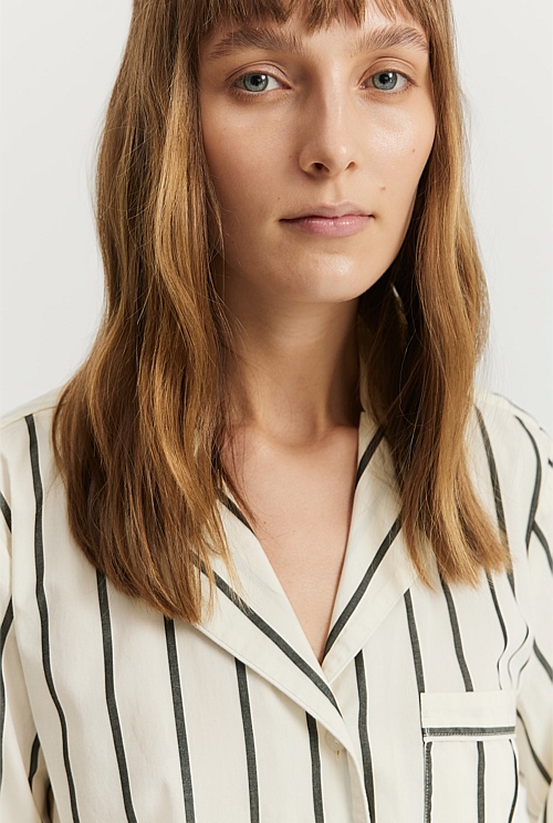 Black Stripe Australian Cotton Stripe Pyjama Set Sleepwear Country Road