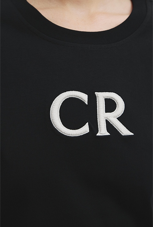 Black Australian Cotton CR Logo TShirt Natural Fibres Country Road