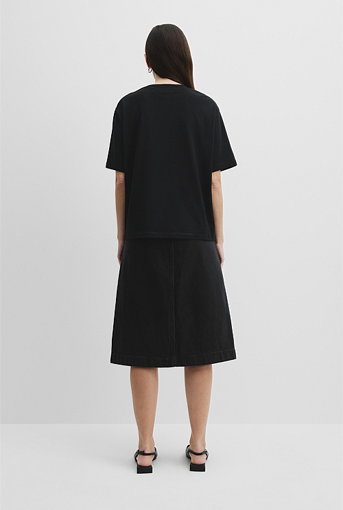 Black Australian Cotton CR Logo TShirt Natural Fibres Country Road