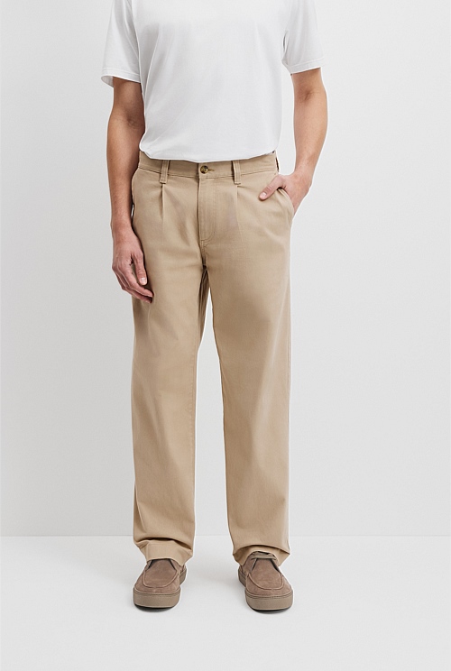Sand Relaxed Fit Twill Pant - Pants | Country Road