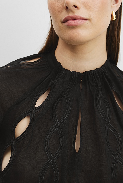 Black Embroidered Detail Blouse Shirts Country Road