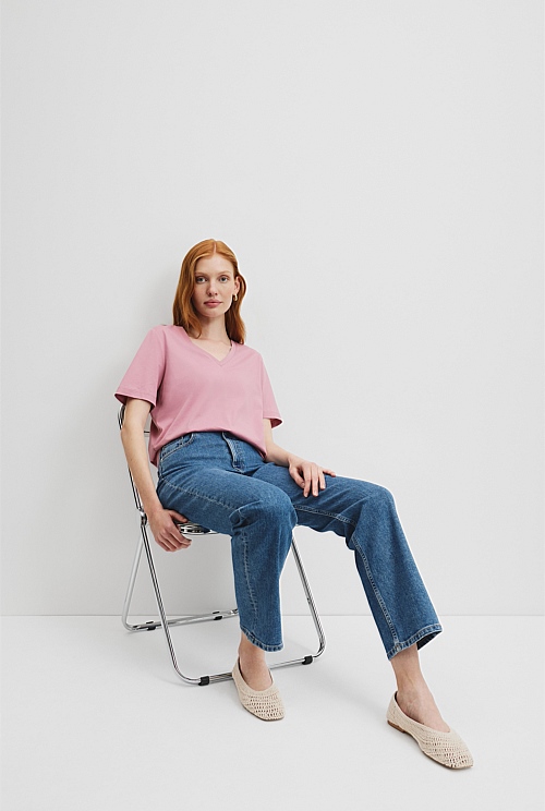 Musk Australian Cotton Short Sleeve VNeck Relaxed TShirt TShirts