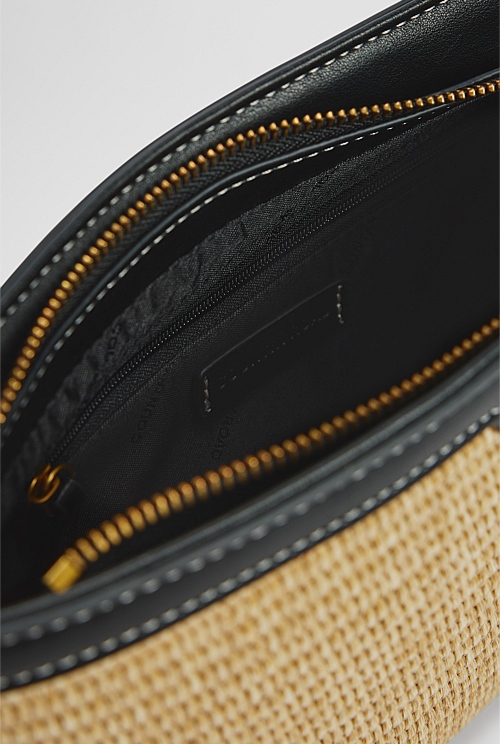 Black Branded Raffia Crossbody Bag Bags Country Road