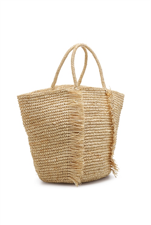 Natural Fringed Raffia Basket - Handbags | Country Road