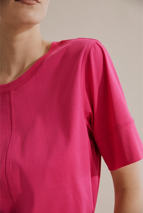 Fuchsia Structured Fashion T-Shirt - T-Shirts & Tops | Country Road