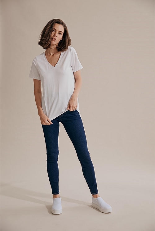 White V-Neck T-Shirt - T-Shirts & Tops | Country Road