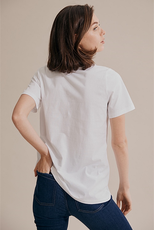White V-Neck T-Shirt - T-Shirts & Tops | Country Road