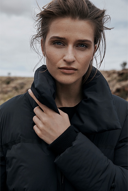 Black Longline Puffer Jackets & Coats Country Road