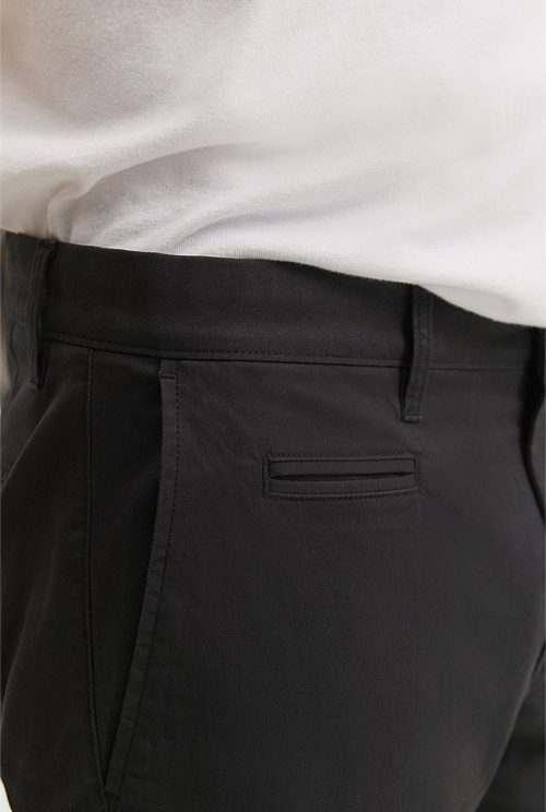 Washed Black Verified Australian Cotton Slim Fit Stretch Chino - Chinos ...