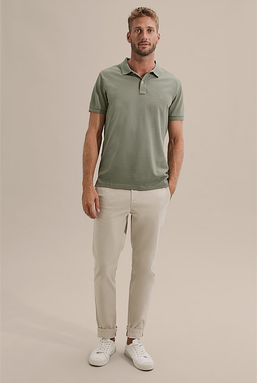 Sage Verified Australian Cotton Pique Polo - T-Shirts | Country Road