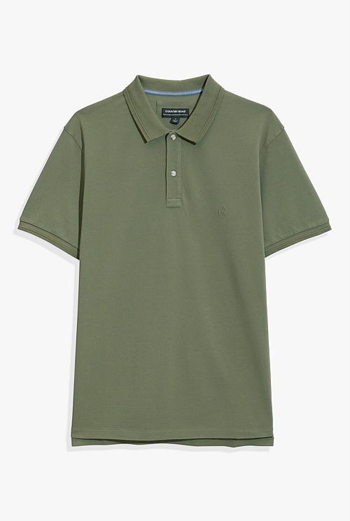 Sage Verified Australian Cotton Pique Polo - T-Shirts | Country Road