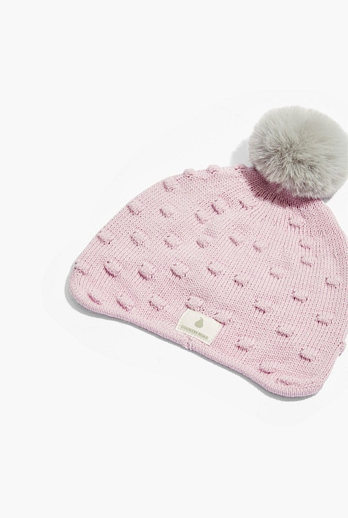 Pale Pink Bobble Knit Beanie Accessories Country Road