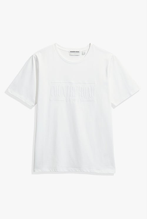 White Verified Australian Cotton Heritage Embroidered T-Shirt ...