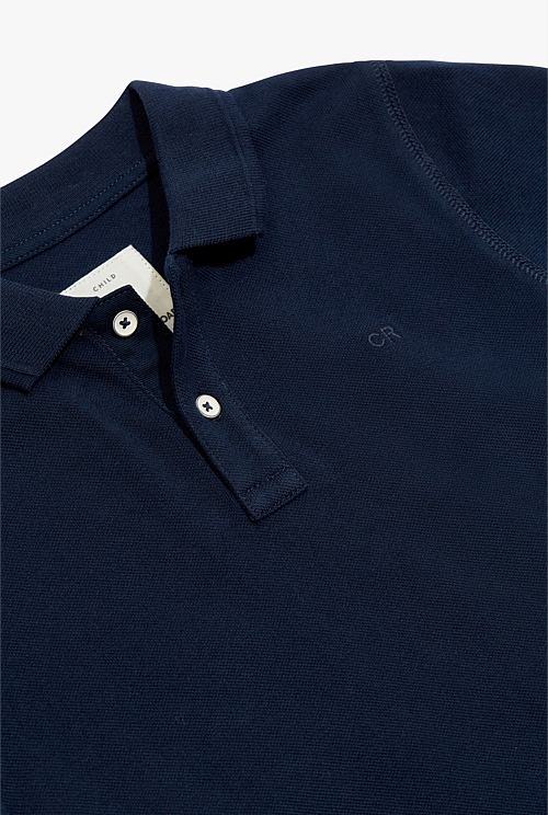 Navy Organically Grown Cotton Polo Shirt - Natural Fibres | Country Road