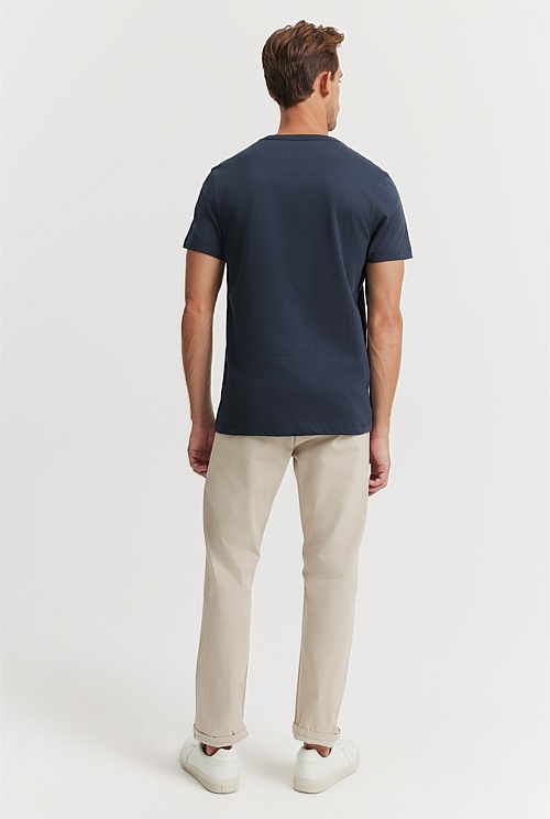 Navy Verified Australian Cotton Heritage Logo TShirt Natural Fibres